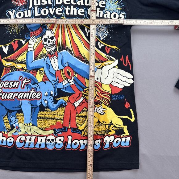 Boss Dog Art Dept Shirt Mens Small Festival Graphic Print Retro Circus Chaos - Picture 5 of 9